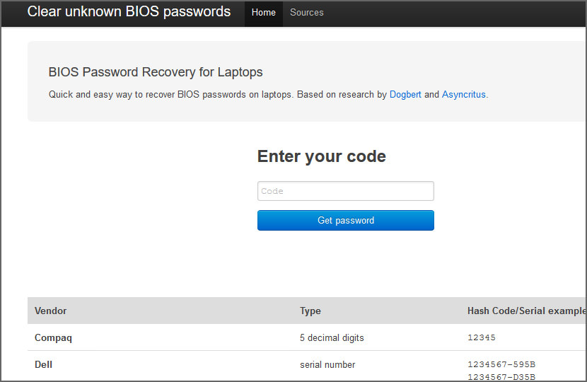 bios password code generator